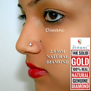 2.5mm Natural i Diamond Solitaire Nose Lip Labret Stud Ring Tragus Earring Screw
