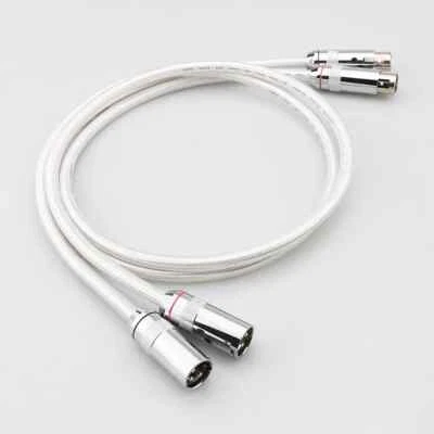 Pair Solid Pure Silver XLR Cable HiFi Audio High End Interconnect Signal Cable - Image 1 of 4