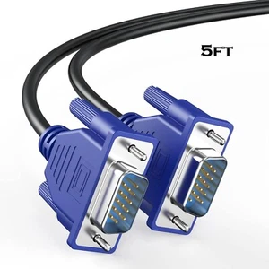 For Computer Monitor Connection 5FT VGA Cable 1080P Male Video Cable 15PIN 3+6 - Picture 1 of 7