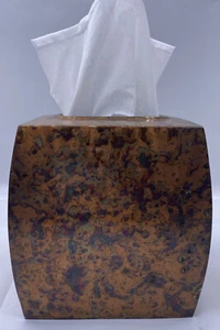 Copper - Tone Metal Tissue Box Cover, Tissue Holder 5.5” Made in India 2009 NOS - Picture 1 of 7