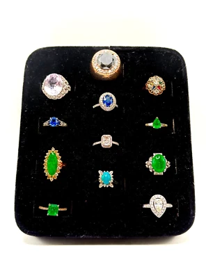 12-Piece Fine Ring Set – 5 Diamond Rings (8ct) in 14k Gold+ Gemstones | Estate - Image 1 of 4