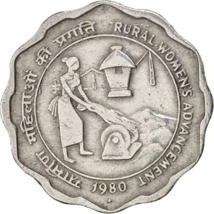 India | 10 Paise Coin | Woman threshing grain | Km:35 | 1980 - Picture 1 of 8