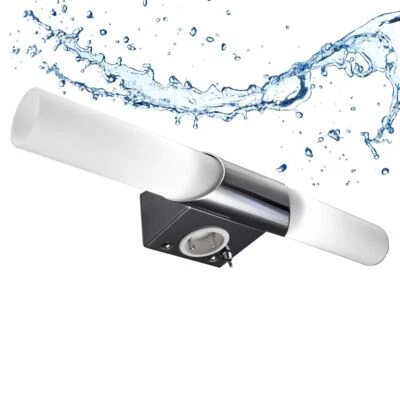 LED Bad Spiegelleuchte Wandlampe Badezimmer Lampe Metall Glas E14 mit Steckdose - Bild 1 von 4