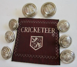 Cricketeer 8 Silver Tone Blazer Replacement Buttons Crown Shield Preppy Vintage - Picture 1 of 6