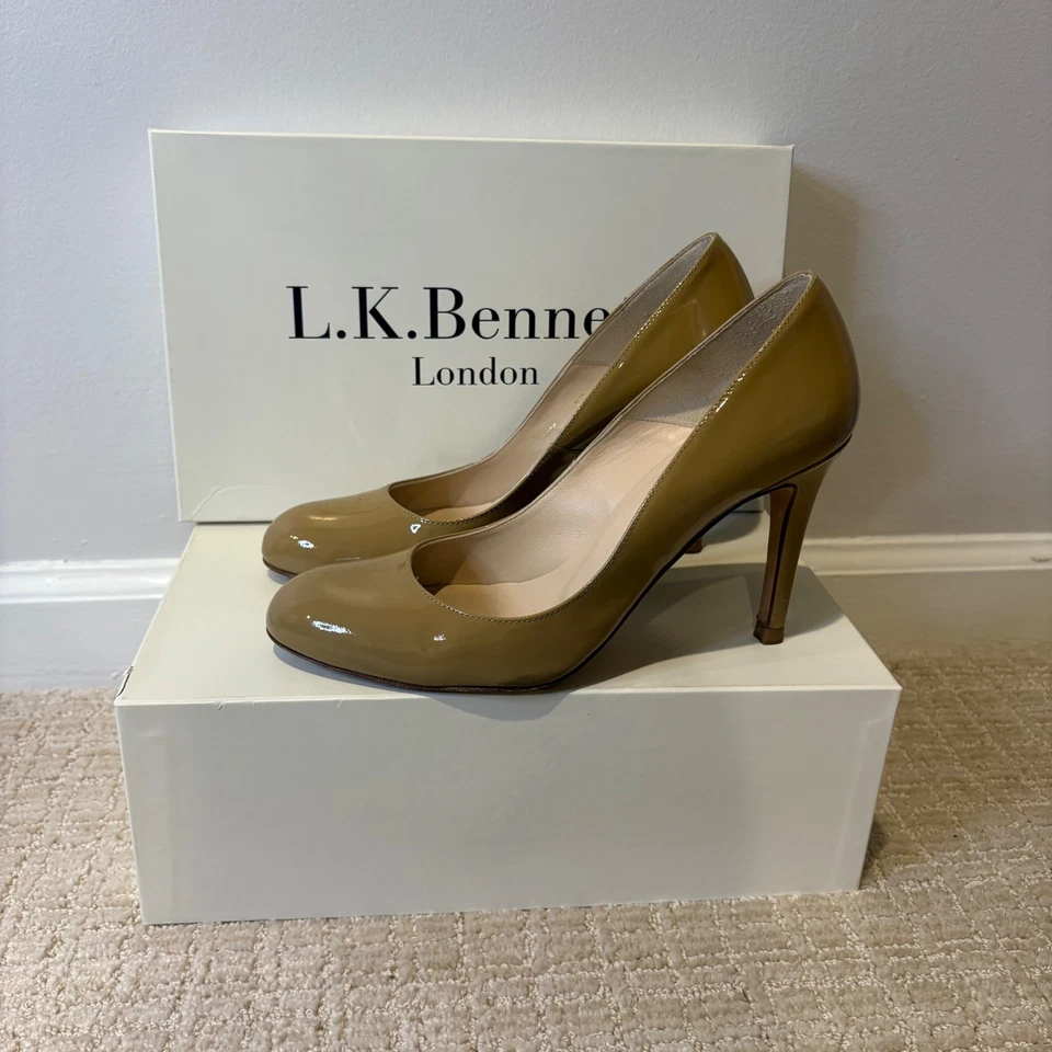 Zapatos de salón LK Bennett London charol topo tacones talla 37,5 nude para mujer Foto 1 de 4
