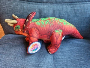 Nanco Red Triceratops Plush Dinosaur 14" Stuffed Animal Toy Prehistoric - Picture 1 of 8