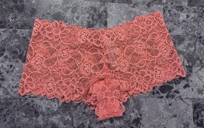 NWT VICTORIA'S SECRET DREAM ANGELS XS CORAL FLORAL LACE SHORTIE BOYSHORT PANTIES - Image 1 of 3