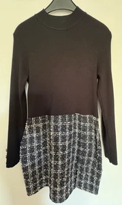 Mini Vestido Lipsy Cuello Tortuga Manga Larga Negro Top Falda a Cuadros - Talla 12 - Imagen 1 de 4