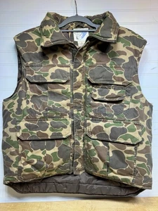 Trophy Club Men's Vintage 70’s Brown Camo Hollofil Puffy Vest Sz XL - Picture 1 of 12