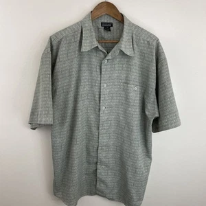Montage Microfiber Shirt Mens 2XL (XL) Olive Printed Short Sleeve Button - Picture 1 of 11