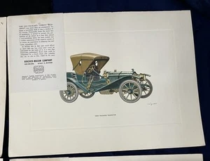 Collectible Litho of 1909 Packard Roadster Green Gold Rinshed Mason Co Detroit - Picture 1 of 2