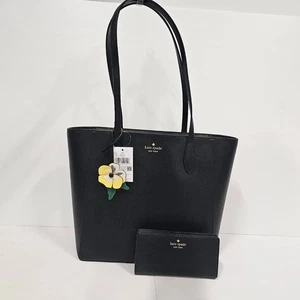 NUEVO CON ETIQUETAS $359 Bolso de Mano Kate Spade Dana Pansy KA597 con Cartera Saffiano PVC Negro - Imagen 1 de 9
