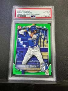 2025 Bowman Asbel Gonzalez #BP-4 Green Prospects 1st Bowman NM-MT PSA 8 - Picture 1 of 2
