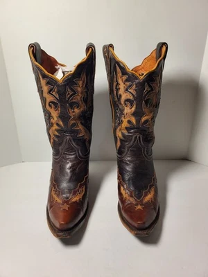 Dan Post Amelia Womens Cowboy Boots Black / Brown w Wingtip Overlay Size 8 - Image 1 of 4