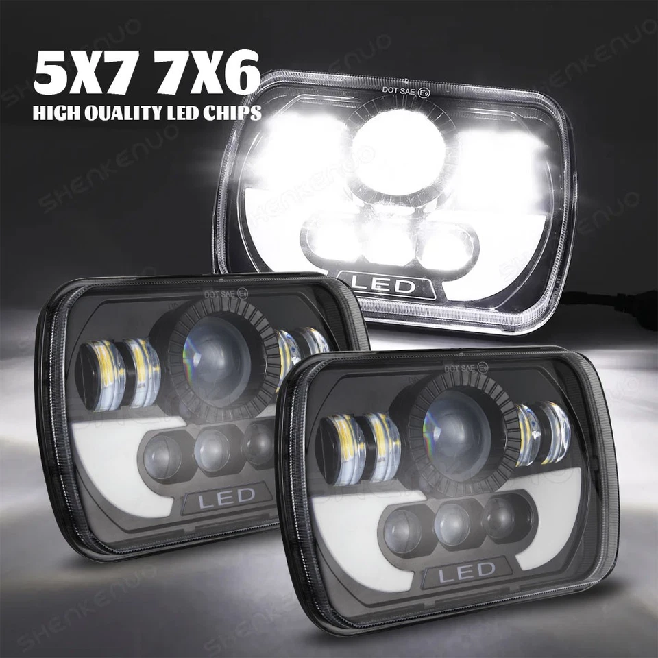 Par de faróis de LED 5x7" 7x6" feixe Hi/Lo compatível com GMC C1500 C2500 C3500 K1500 suburbano - Imagem 1 de 4