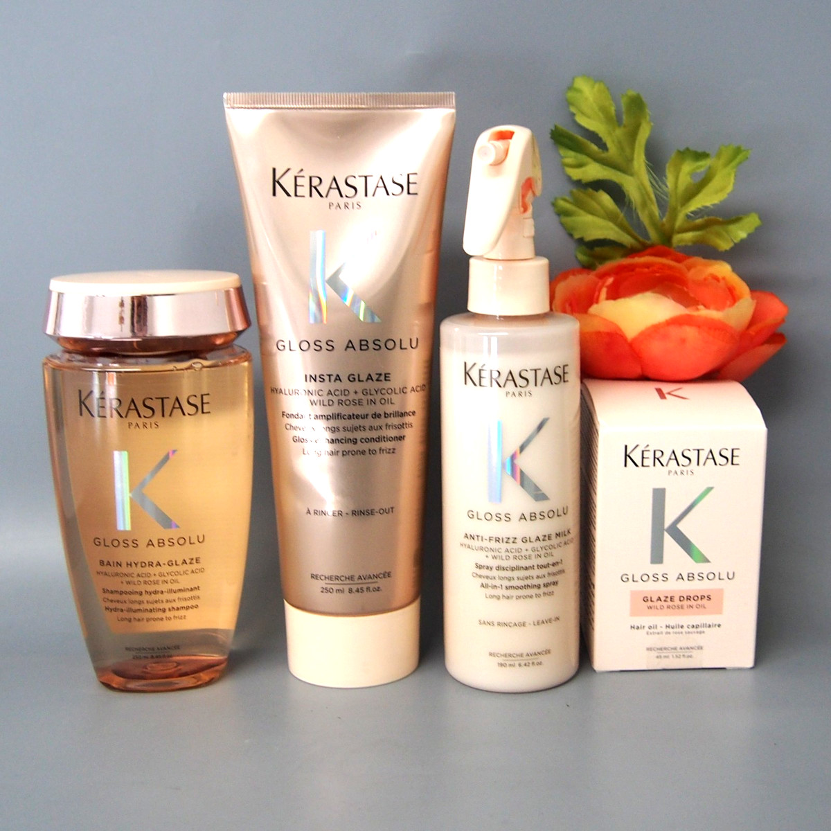 Kerastase Gloss Absolu Shampoo, Conditioner. Treatment Spray And