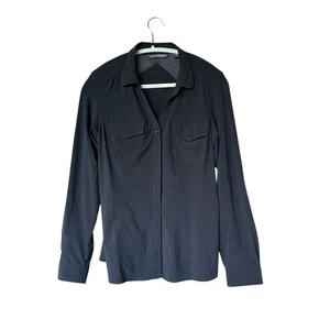 ExOfficio Women's Long Sleeve with Roll Tab Button Down Travel Shirt Black Sz L - Picture 1 of 9