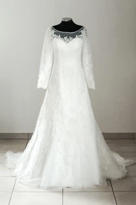 Très Chic Brautkleid 'PU9095 II' Spitze A-Linie creme ivory - Gr. 34/36 - Bild 1 von 4