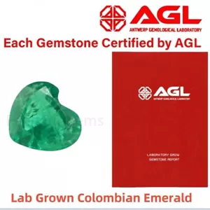 Taglio cuore verde smeraldo colombiano coltivato in laboratorio con certificato AGL per orecchini - Foto 1 di 7
