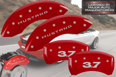 2011-2014 福特 "Mustang 3.7" 前后 MGP 红色制动盘卡钳保护套 — 第 1/4 张图片