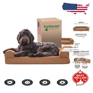 Machine Washable Quilted Dog Bed with Soft Bolsters - Medium Size for Comfort - Picture 1 of 11