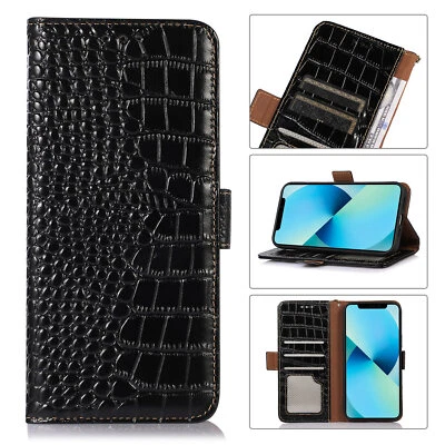 Funda Cartera Cuero Genuino Cocodrilo Para Samsung Galaxy S25/S24/S23/S22/Funda Foto 1 de 4
