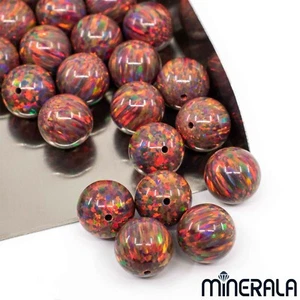 FIRE RED SYNTHETIC LAB CREATED OPAL SPARKLING ROUND BEADS FULL DRILL WP001C0 - Picture 1 of 3