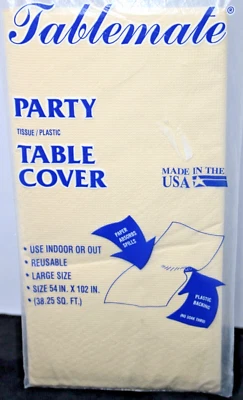 Cubierta de mesa de fiesta de compañero de mesa "crema" tejido/plástico interior/exterior 54 x 102 "de colección Foto 1 de 4