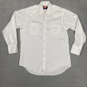 Vtg Wrangler Shirt Men 16.5 34 White Pearl Snap Regular Fit X-long Tail USA Made - Picture 1 of 8