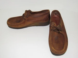 Clarks Originals Wallabees Brown Leather Beeswax Chukka Shoes 38257 Womens 9.5 M - Picture 1 of 10