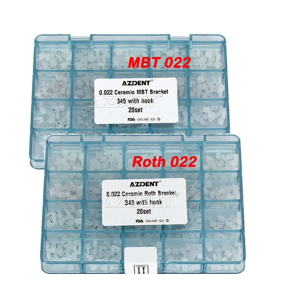 AZDENT Ortodoncia Dental Cerámica Brackets Roth MBT 0.022 Ganchos 3 4 5 Foto 1 de 4