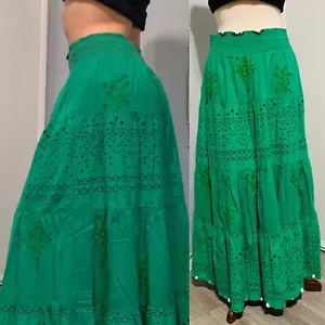 Falda ZARA Mujer Verde Bohemia Bordada Larga The Sophie Talla Pequeña - Imagen 1 de 18