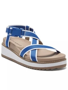 LUCKY BRAND Womens Blue Sporty 1" Platform Imbae Toe Wedge Slingback Sandal 9.5 - Picture 1 of 10