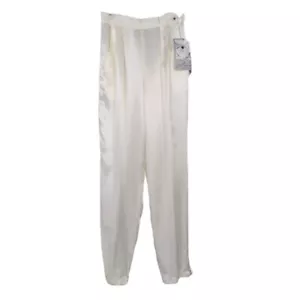 VTG with Tags Jonathan Logan Pants High Rise Pleated Ivory Satin Trousers S/M - Picture 1 of 16