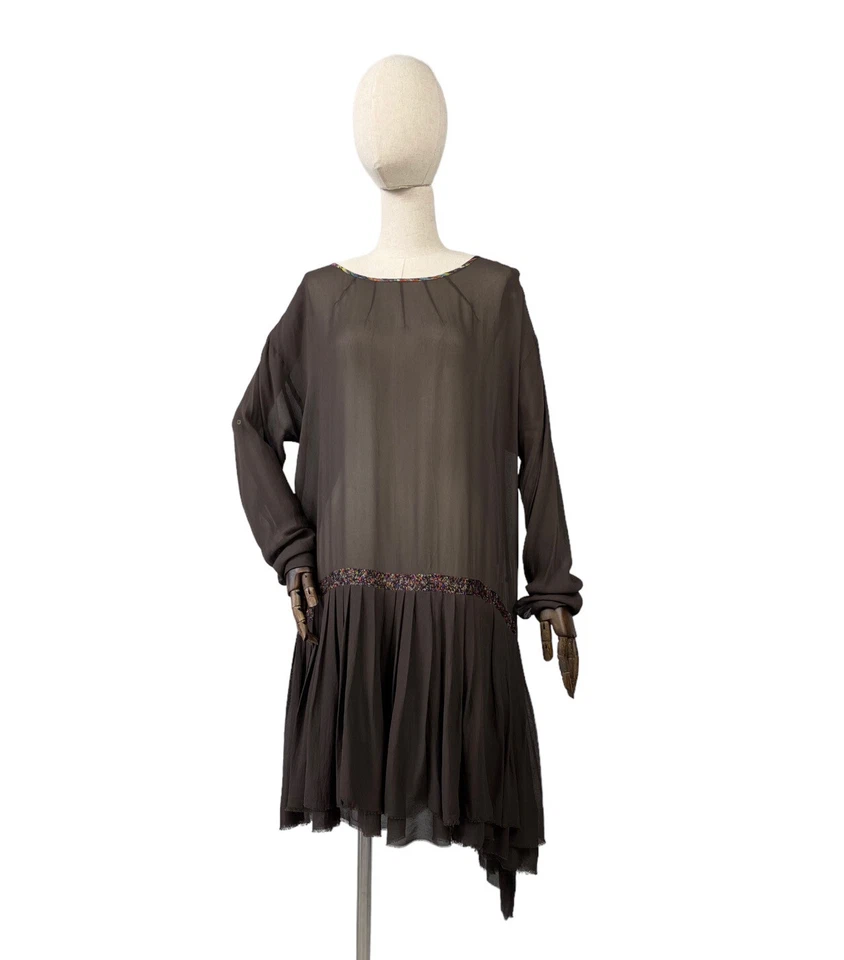 Vestido de encaje asimétrico con flecos marrón para mujer DRIES VAN NOTEN talla 40 Foto 1 de 4