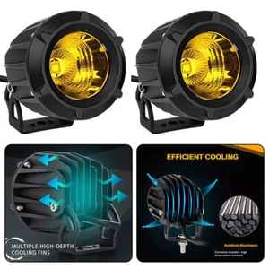 Paar 12-36V 22W Gelb Motorrad Scheinwerfer Nebelscheinwerfer Zusatzscheinwerfer - Picture 1 of 15