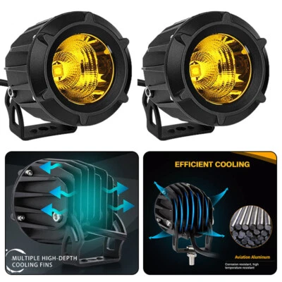 Paar 12-36V 22W Gelb Motorrad Scheinwerfer Nebelscheinwerfer Zusatzscheinwerfer - Image 1 of 4