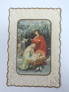 Nativity Scene Open Lace Paper Ephemera Beautiful Delicate Religious Art 5x3" - Picture 1 of 6