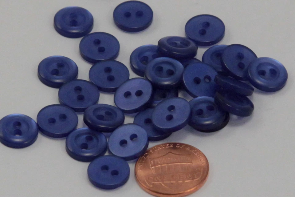 Lot of 24 Small Pearlized Deep Blue Plastic Shirt Buttons 7/16" 11mm  # 6488 - Image 1 of 1