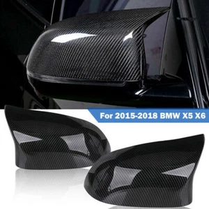 2X Carbon Fiber M Style Mirror Cover Caps For BMW X3 X5 X6 F25 F15 F16 2014-2018 - Picture 1 of 13
