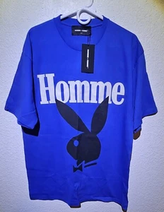 Homme Femme Playboy Bunny Collab Blue T Shirt Size Large - Picture 1 of 4