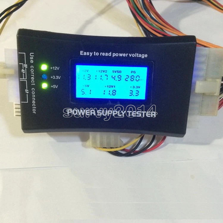 PC Computer LCD 20/24 Pin 4 PSU ATX BTX ITX SATA HDD Digital Power Supply Tester - image 1 of 1