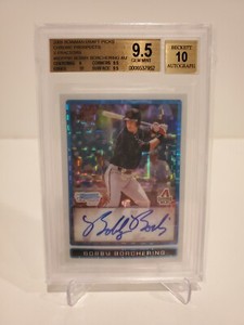 BOBBY BORCHERING 2009 BOWMAN CHROME XFRACTOR AUTO CARD /225 BGS 9.5/10 GEM MINT.