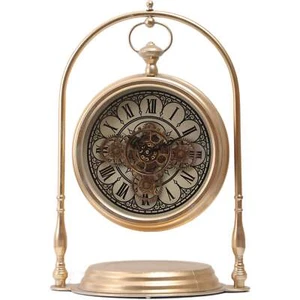 NEW Marrakesh Arch Gold Metal Moving Gears Desk Clock, 67cm - Picture 1 of 3