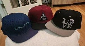 3 NWOT Neff  Snapback Hat Cap LOVE, CUSTOM GOODS, MESH CUSTOM GOODS CAP LOT M/L - Picture 1 of 21
