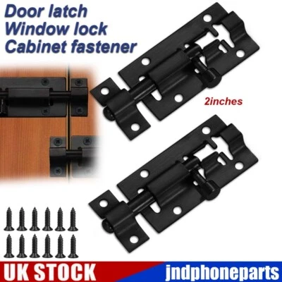 2" Black 2PCS Bathroom Sliding Bolts Toilet Shed Door Lock Catch Latch - Image 1 of 4