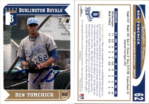 Ben Tomchick Signed 2013 Grandstand Burlington Royals #31 Card Auto AU
