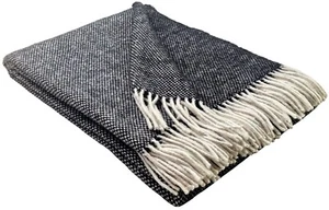 SALE! Wolldecke 100% Schurwolle Wohndecke Decke 140 x 200cm Anthrazit - Bild 1 von 2