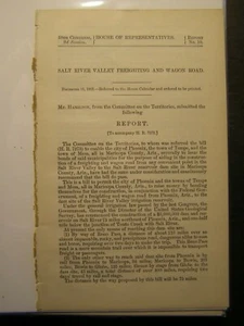 Government Report 1903 Federal Gov Salt River Valley Freighting & Wagon Road  - Picture 1 of 1