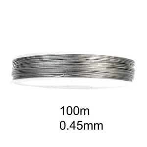 100M Tigerschwanz 0,45 mm, Silber Auffädeln Draht, glatte Nylonoberfläche zum Selbermachen Schmuck - Bild 1 von 2